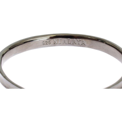 Nialaya Gray Rhodium 925 Silver Bangle Bracelet
