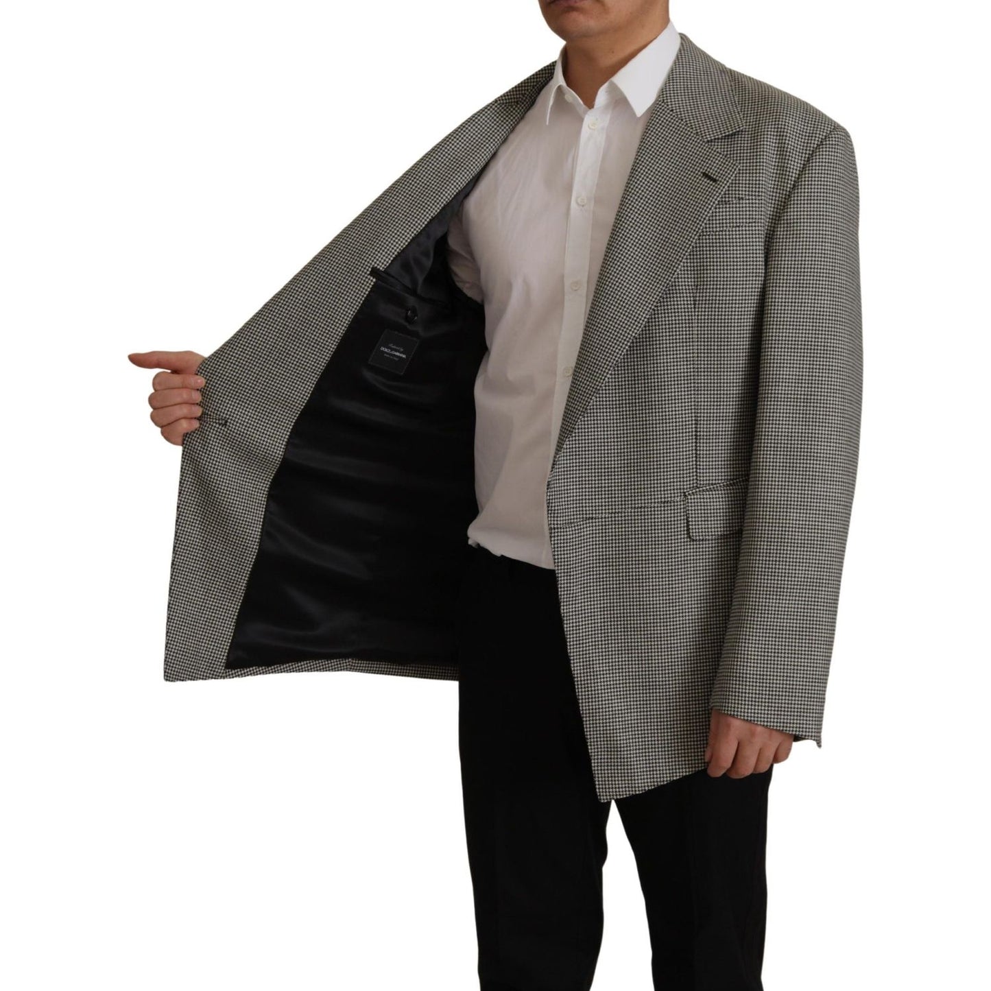 Dolce & Gabbana Elegant Gray Checkered Wool Blazer Dolce & Gabbana