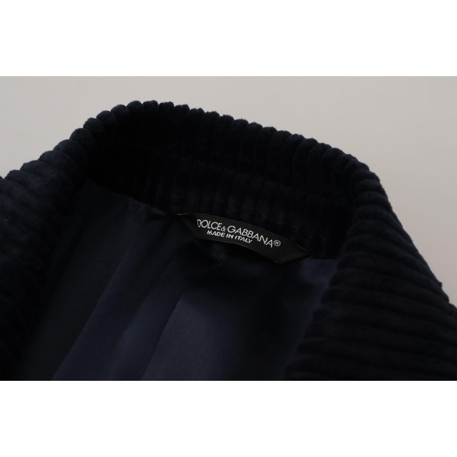 Dolce & Gabbana Black Cotton Cardigan Long Coat Men Jacket