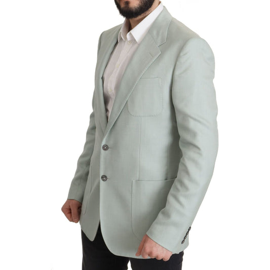 Elegant Mint Green Silk-Cashmere Blazer