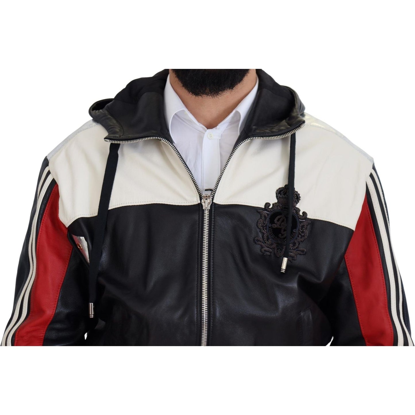 Dolce & Gabbana Elite Black Leather Hooded Bomber Jacket Dolce & Gabbana