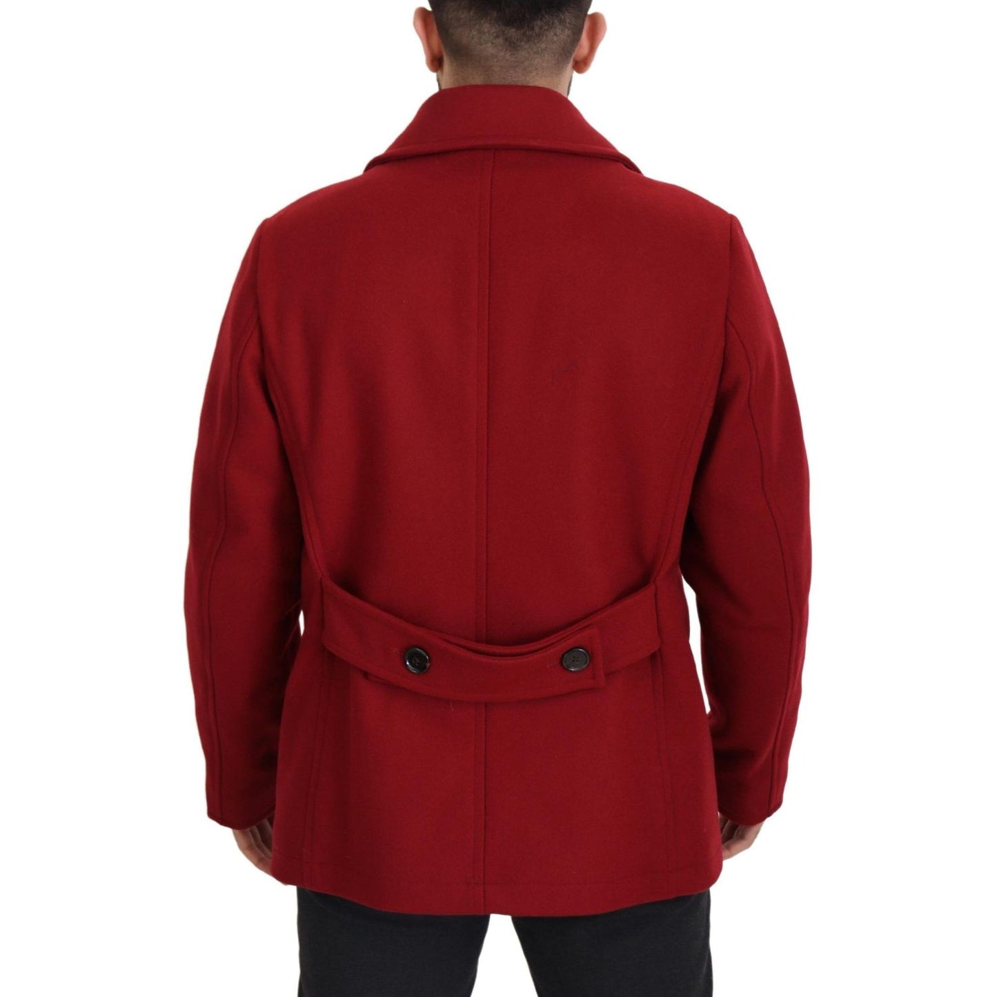 Dolce & Gabbana Red Wool Double Breasted Coat Jacket
