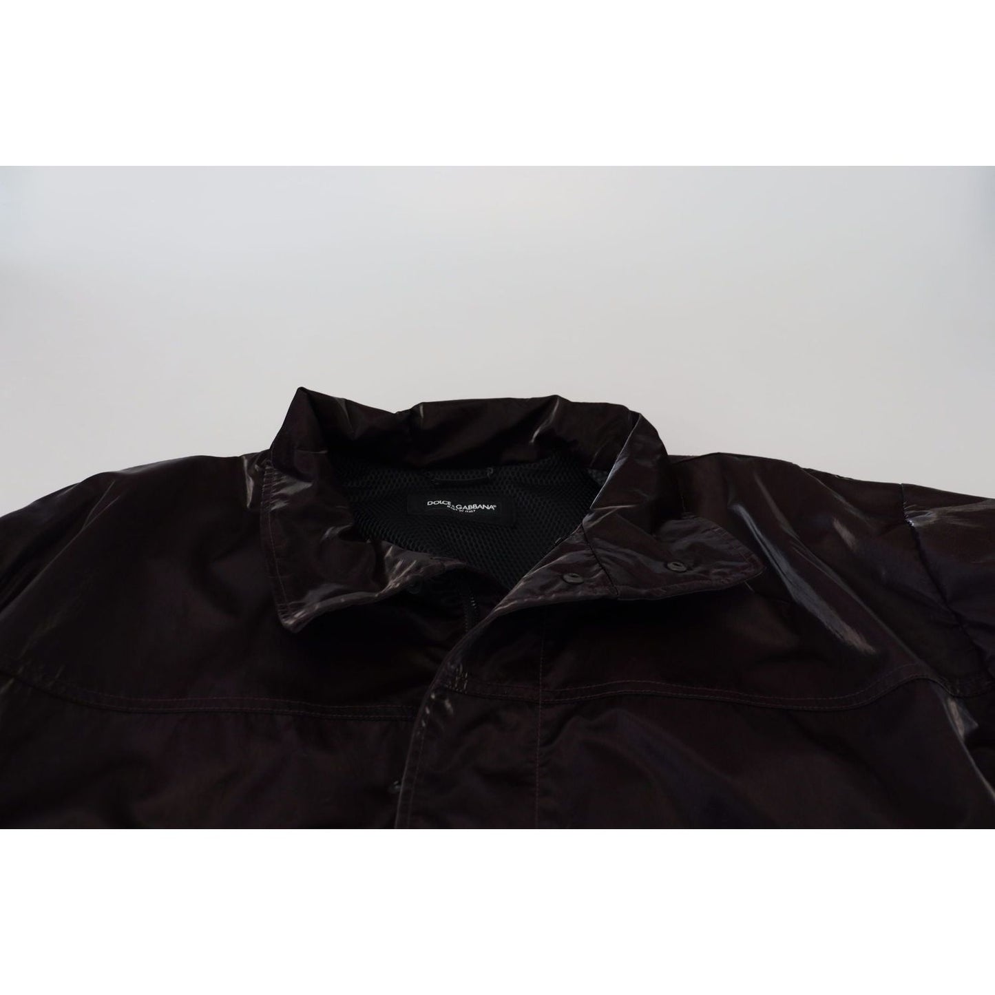 Dolce & Gabbana Bordeaux Nylon Collared Men Coat Jacket