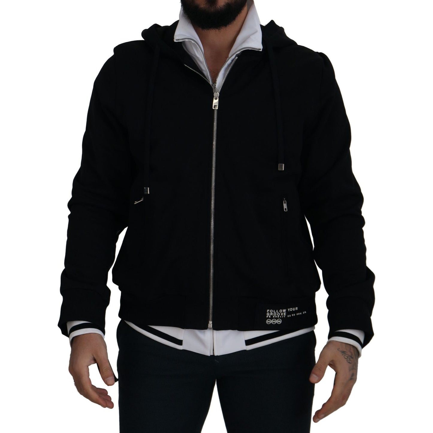 Dolce & Gabbana Elegant Black Bomber Jacket with Hood Dolce & Gabbana