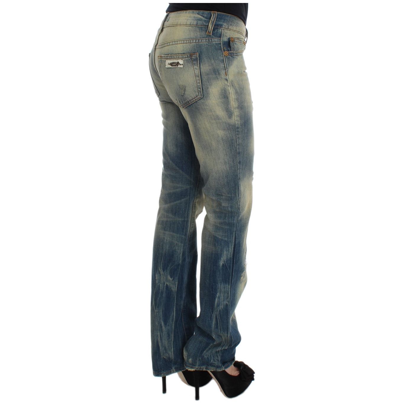 Cavalli Elegant Slim Bootcut Blue Jeans Cavalli