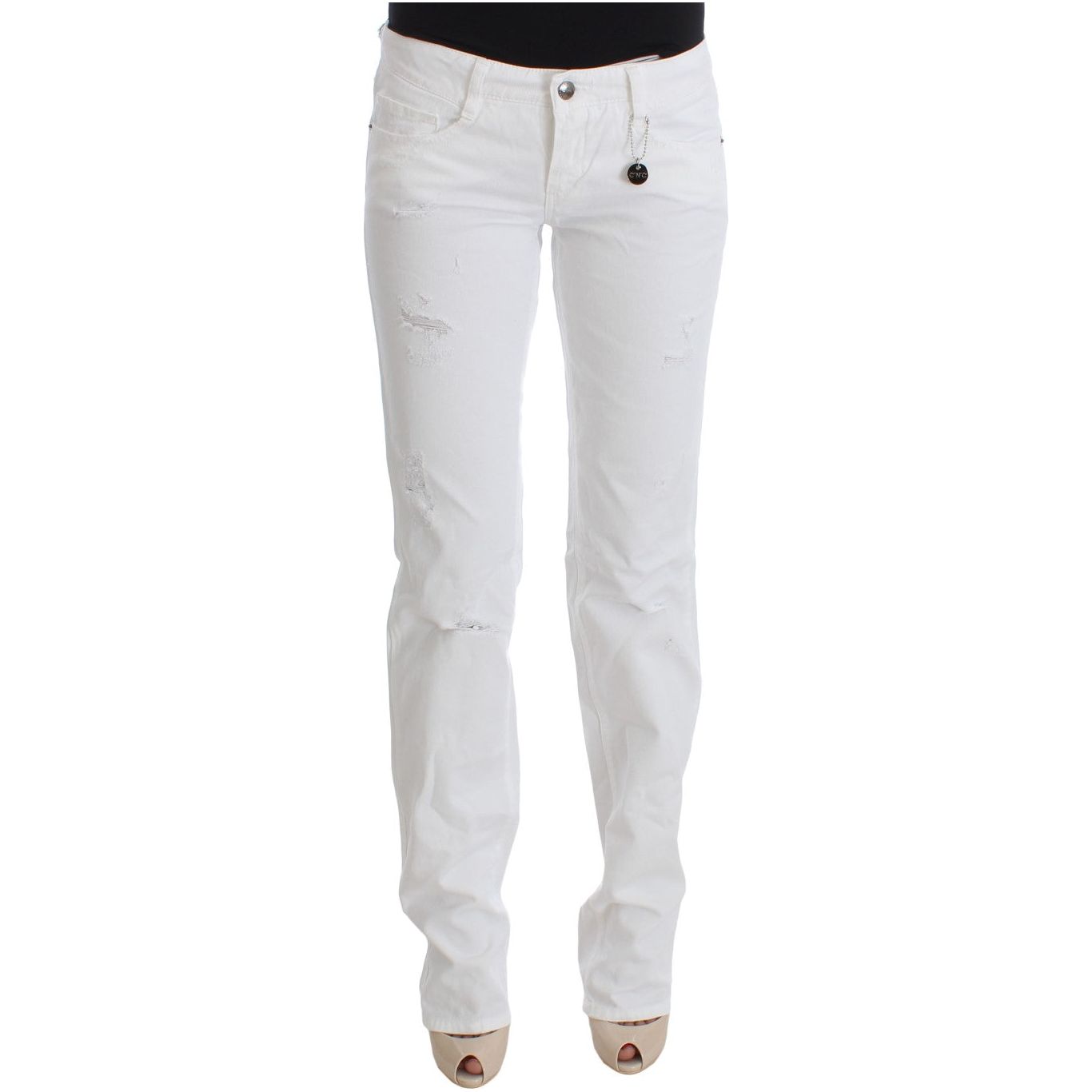 Costume National Chic Slim Fit White Cotton Jeans Costume National