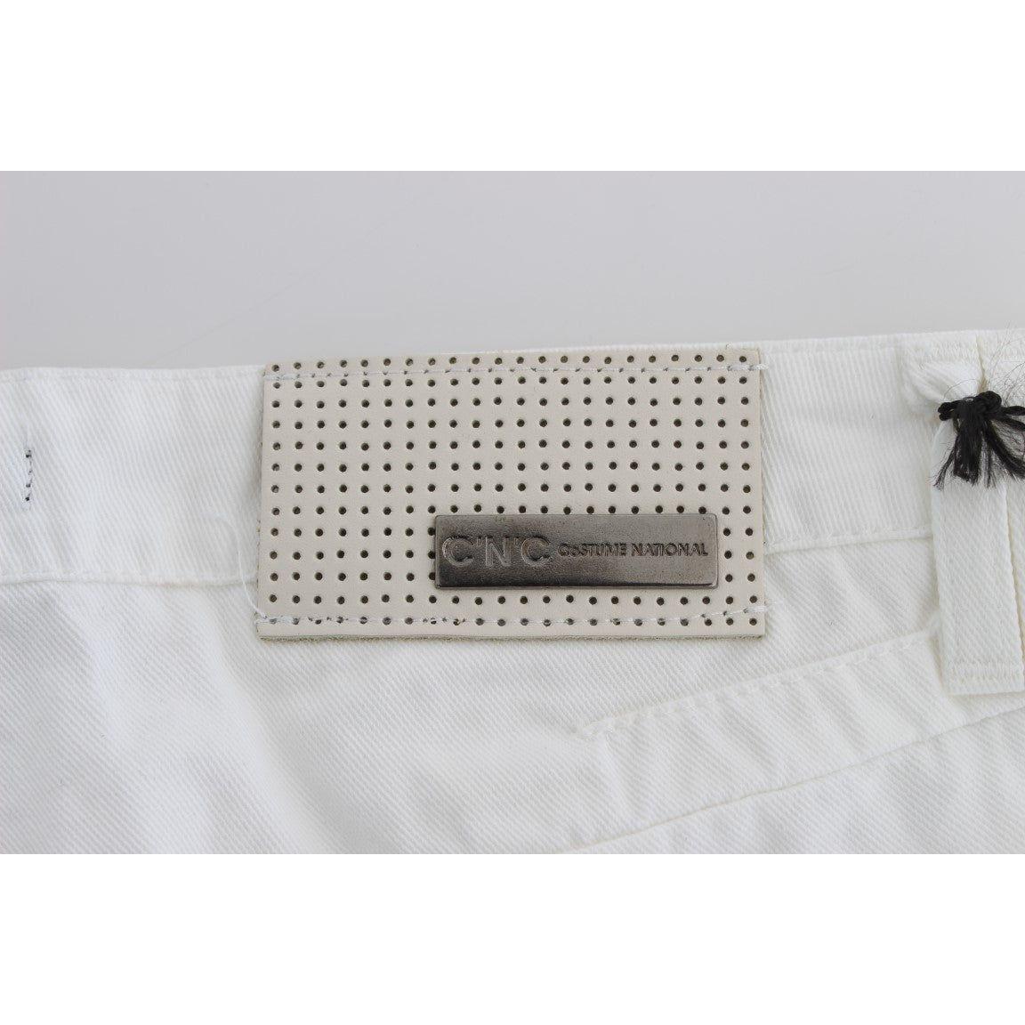 Costume National White Cotton Slim Fit Denim Bootcut Jeans