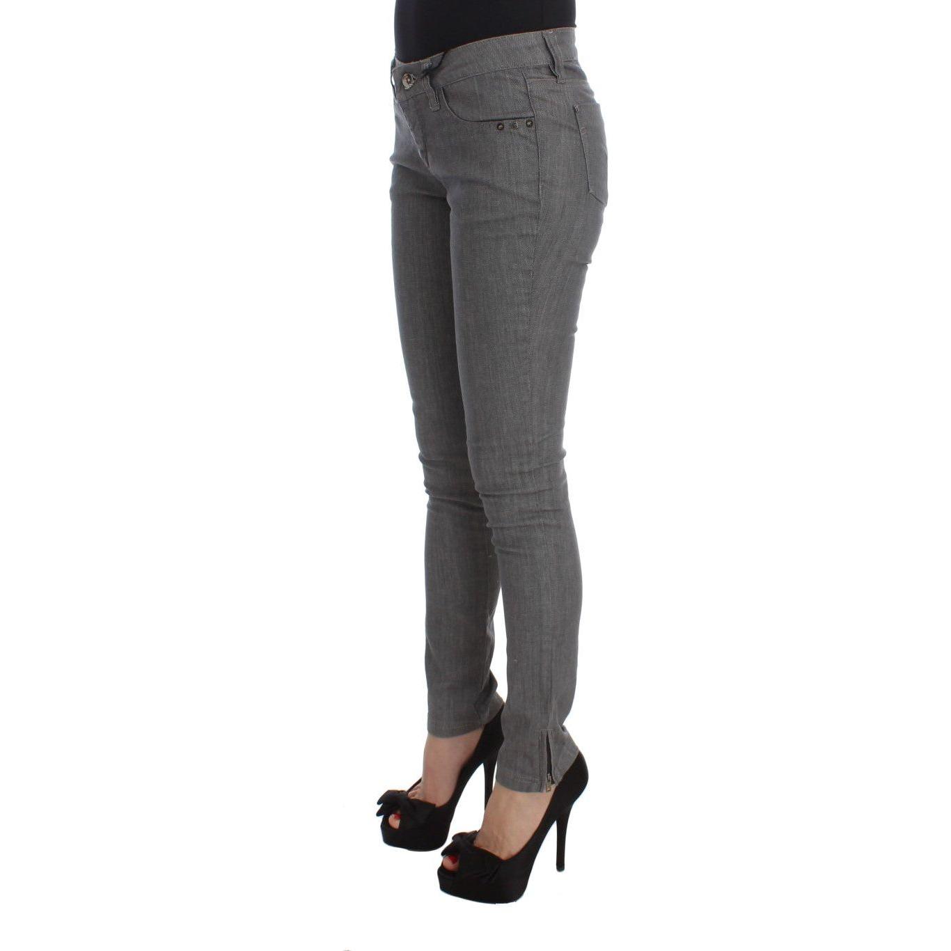 Costume National Gray Cotton Blend Slim Fit Jeans