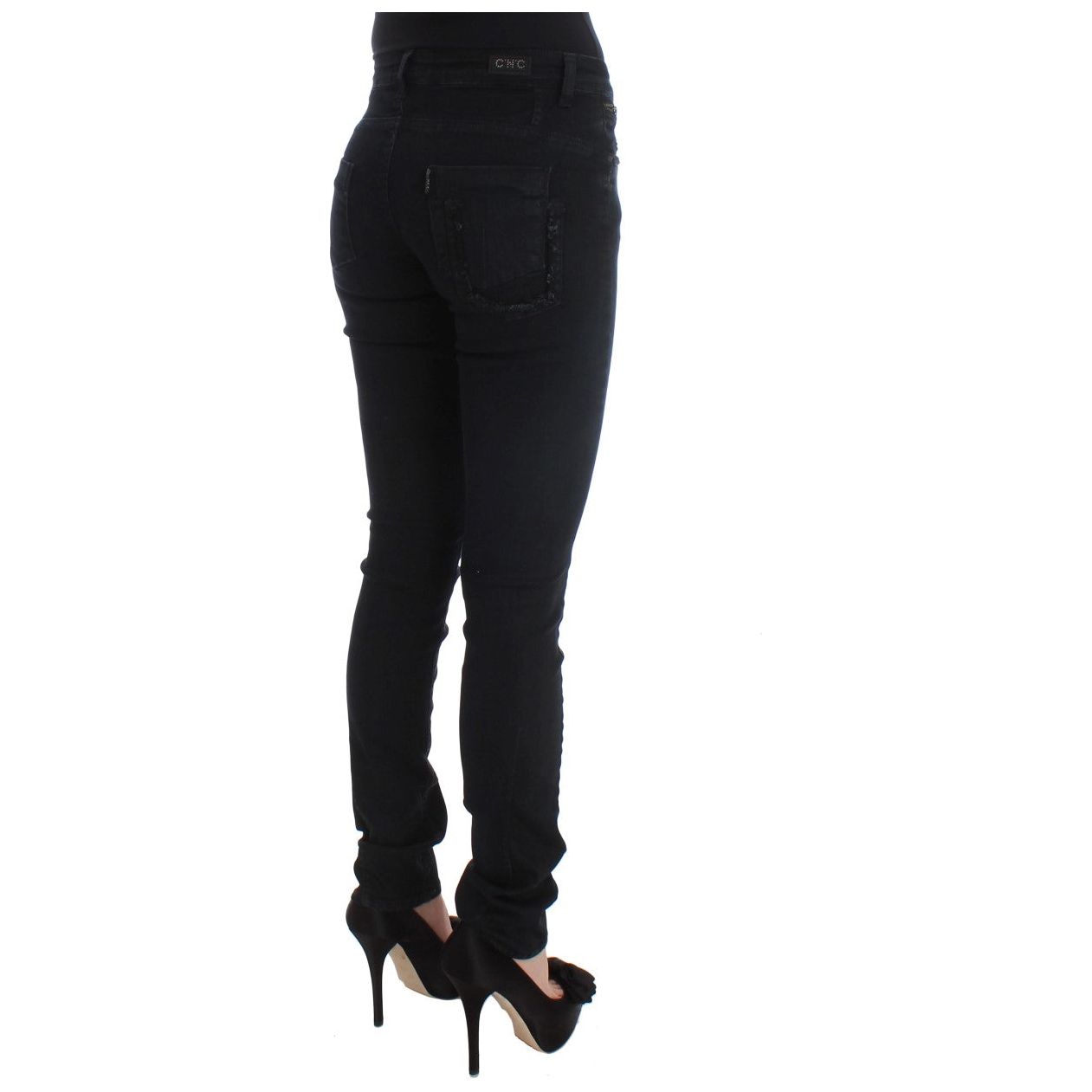 Costume National Sleek Slim Fit Designer Jeans in Classic Black Jeans & Pants Costume National