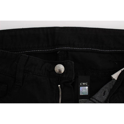 Costume National Black Cotton Slim Fit Bootcut Jeans