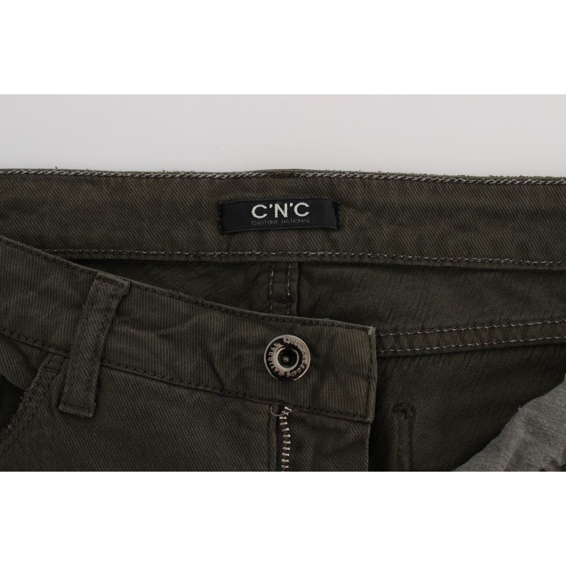 Costume National Chic Slim Fit Green Cotton Jeans Costume National