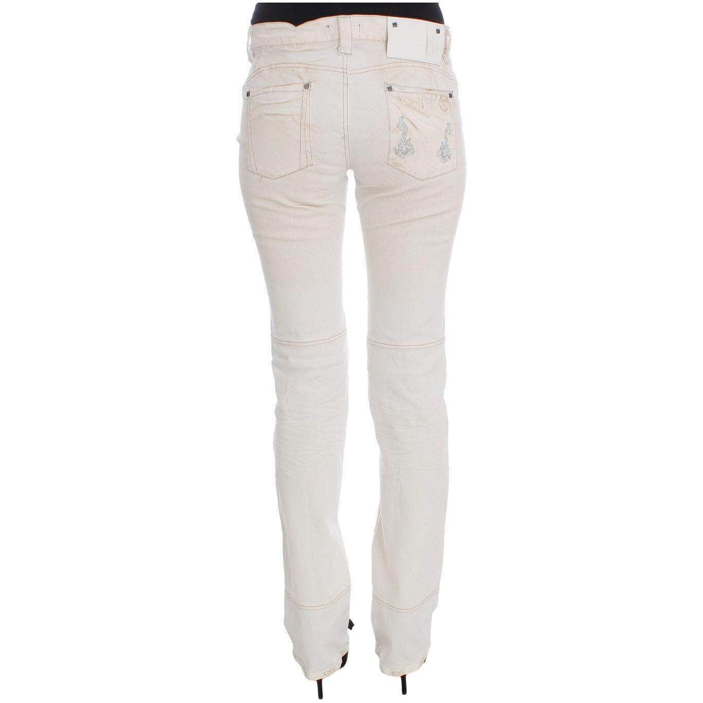 Costume National White Cotton Slim Fit Bootcut Jeans