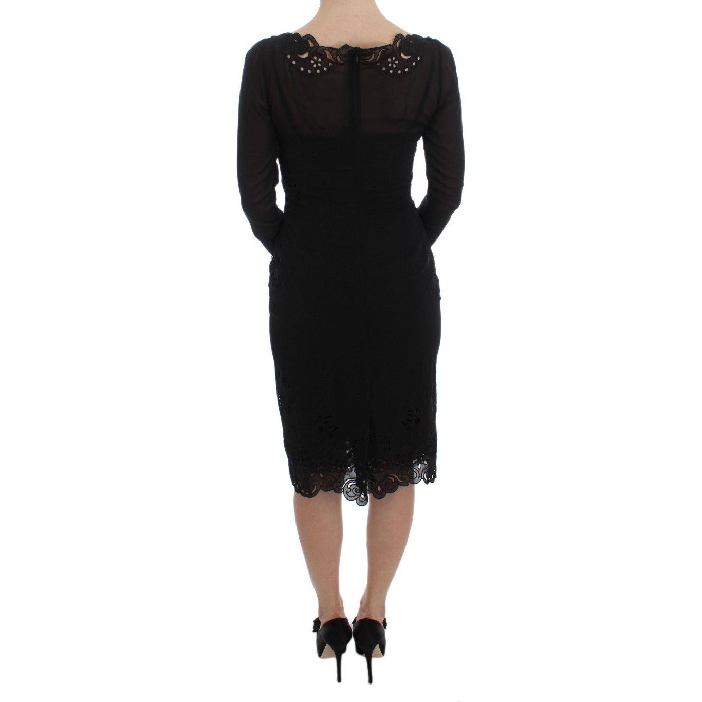 Dolce & Gabbana Elegant Black Floral Lace Sheath Dress Dolce & Gabbana