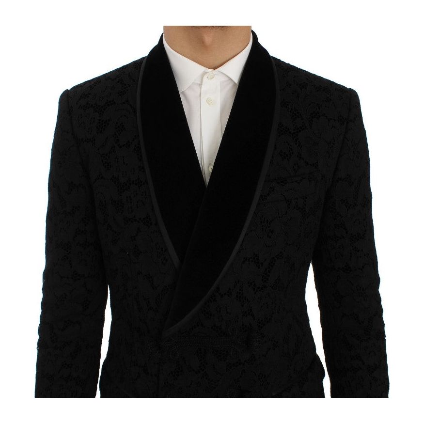 Dolce & Gabbana Elegant Slim Fit Black Silk-Blend Blazer Dolce & Gabbana