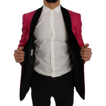 Dolce & Gabbana Pink Floral Brocade Slim Blazer Jacket