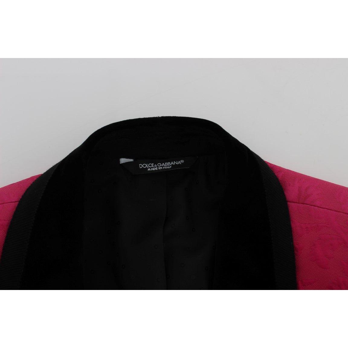 Dolce & Gabbana Pink Floral Brocade Slim Blazer Jacket
