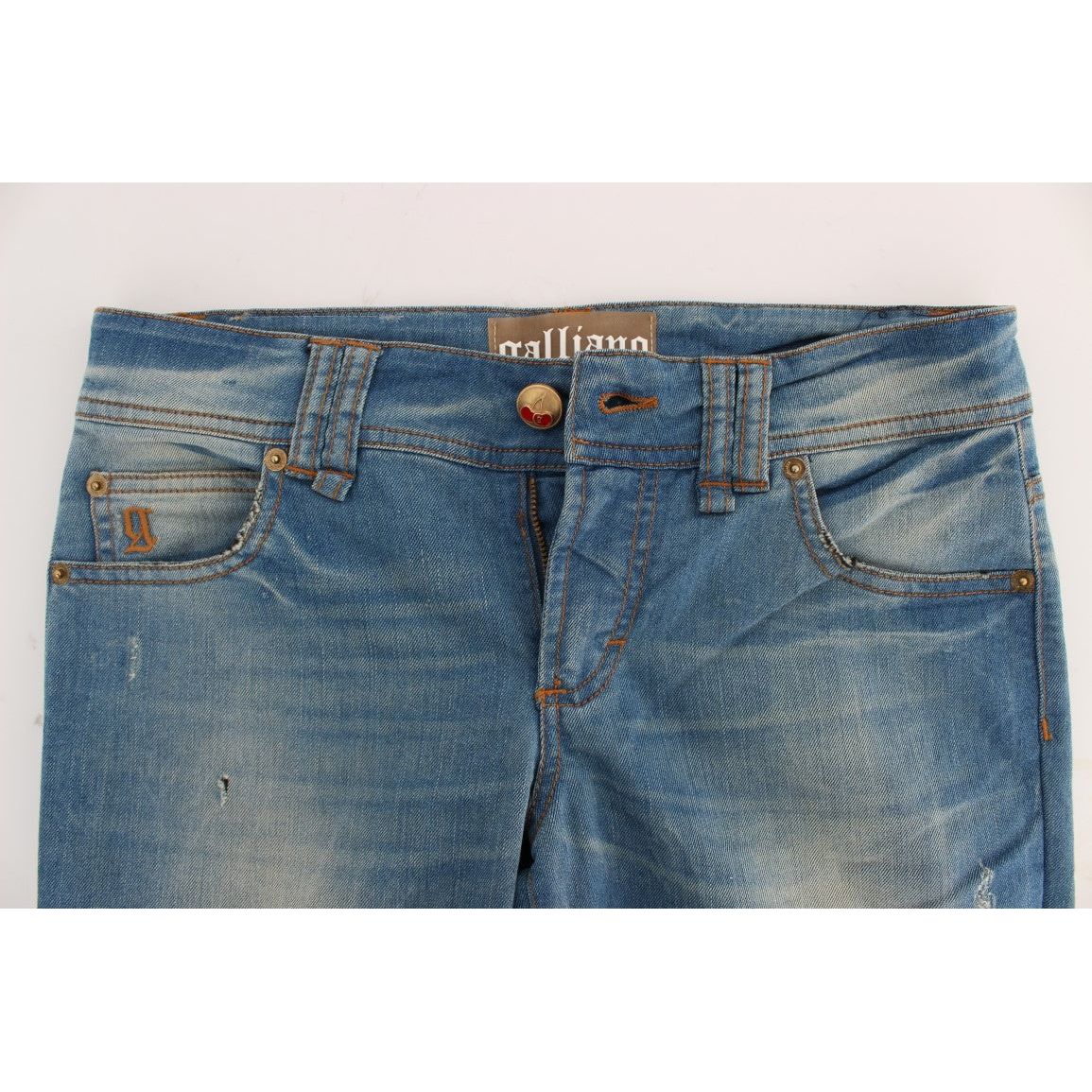 John Galliano Sleek Blue Slim Fit Designer Jeans John Galliano