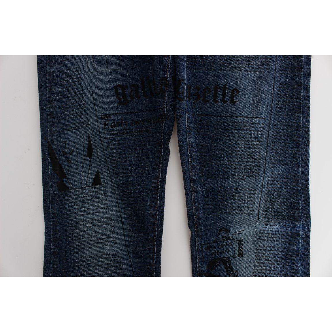 John Galliano Blue Wash Cotton Blend Slim Fit Bootcut Jeans