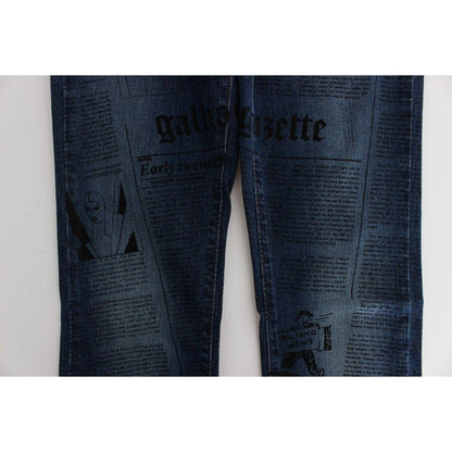 John Galliano Blue Wash Cotton Blend Slim Fit Bootcut Jeans