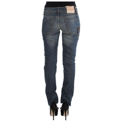 John Galliano Blue Wash Cotton Blend Slim Fit Jeans