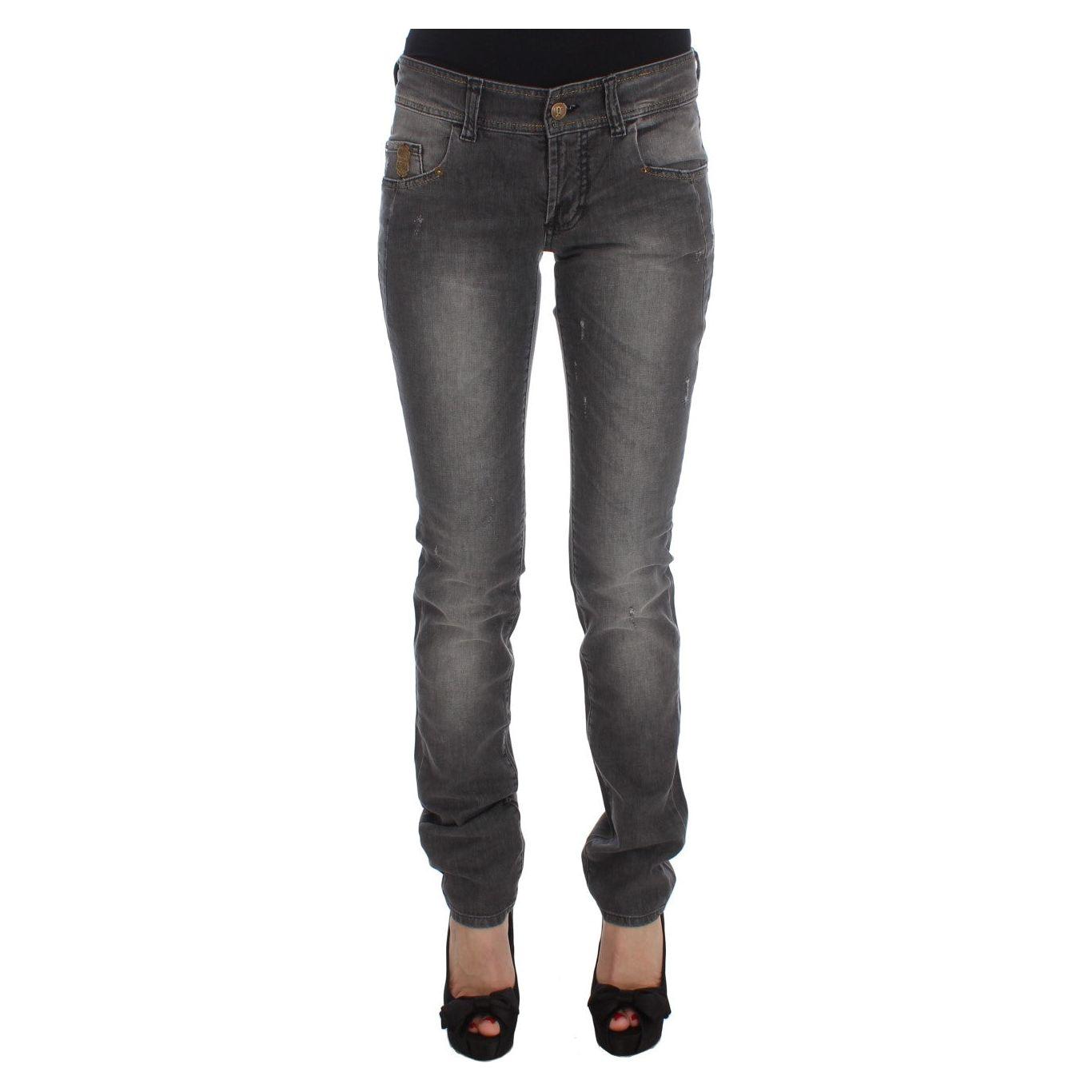 John Galliano Gray Wash Cotton Blend Slim Fit Stretch Jeans