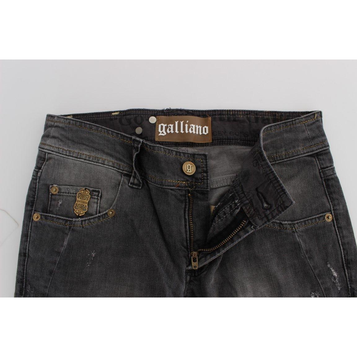 John Galliano Gray Wash Cotton Blend Slim Fit Stretch Jeans