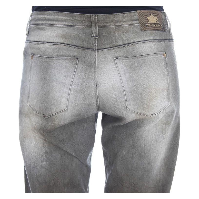 Ermanno Scervino Gray Cotton Blend Loose Fit Boyfriend Jeans