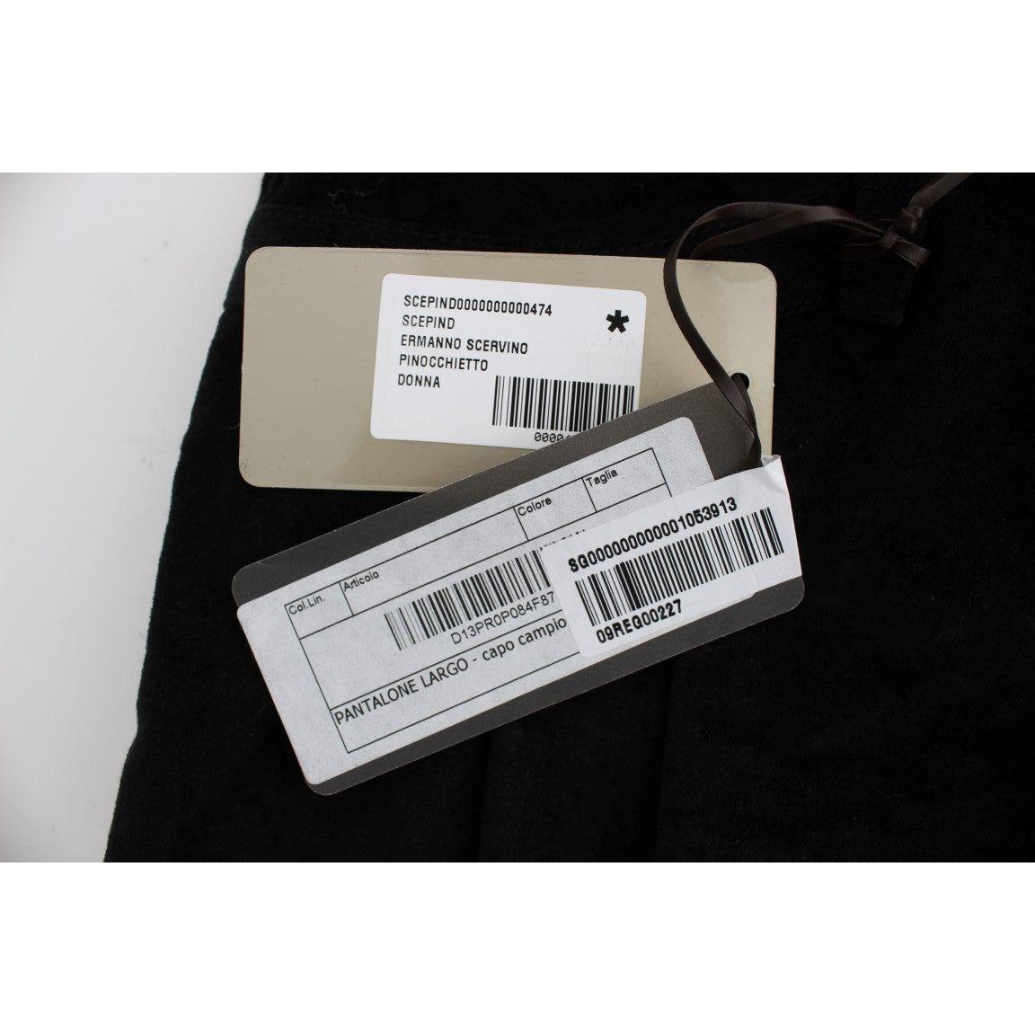 Ermanno Scervino Black Velvet Cotton Capri Bootcut Pants