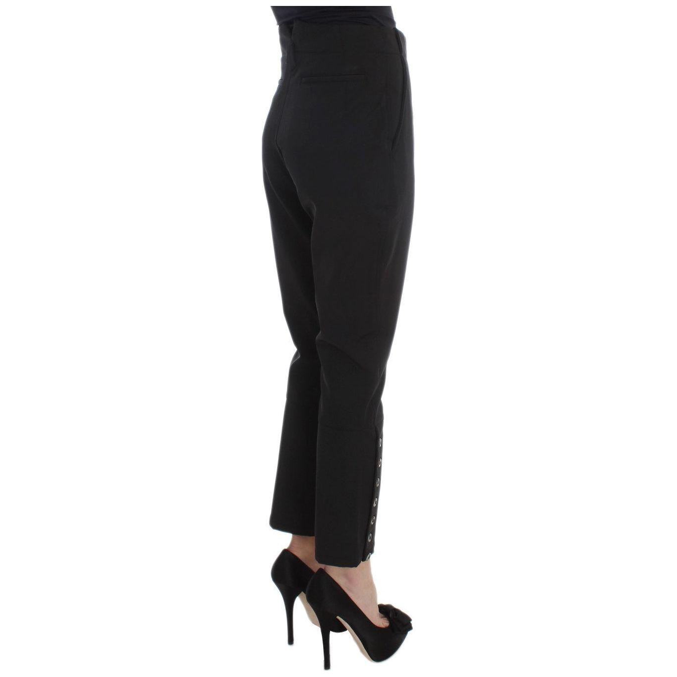 Ermanno Scervino Black Cotton Blend Capri Cropped Pants