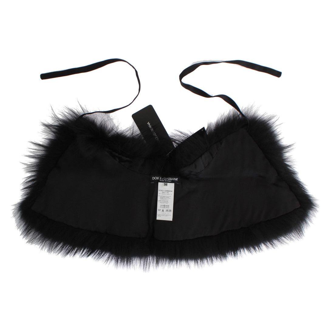 Dolce & Gabbana Black Fox Fur Collar Scarf