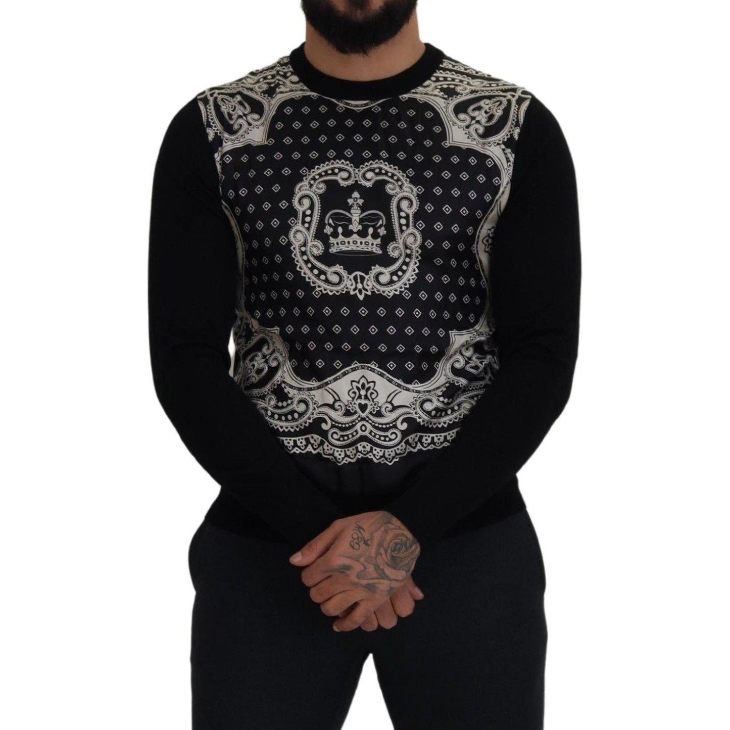 Dolce & Gabbana Elegant Wool Silk Blend Crewneck Sweater Dolce & Gabbana