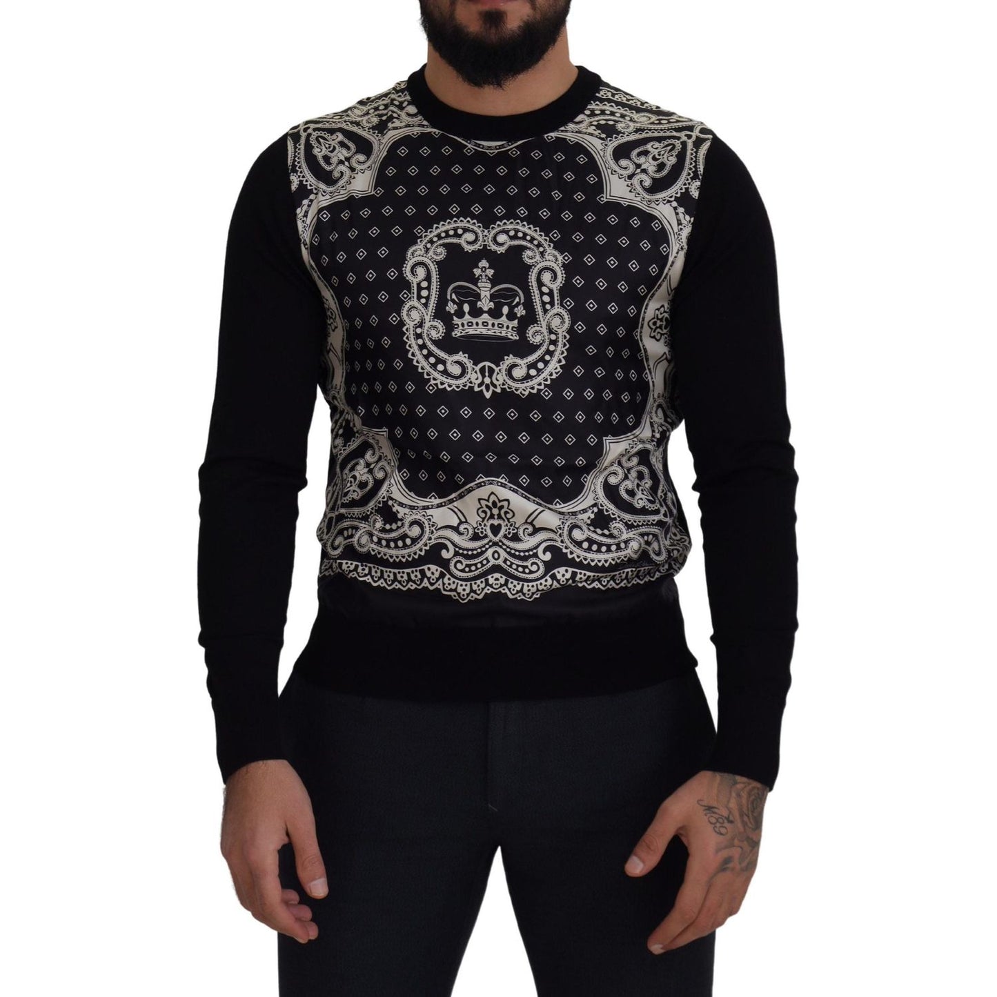 Dolce & Gabbana Elegant Wool Silk Blend Crewneck Sweater Dolce & Gabbana