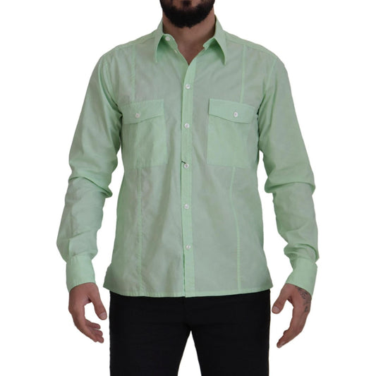 Dolce & Gabbana Mint Green Slim Fit Casual Button-Down Shirt Dolce & Gabbana