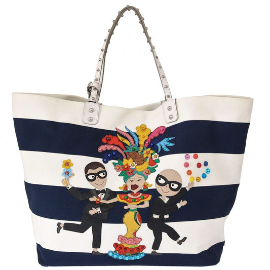 Dolce & Gabbana Chic Striped Beatrice Tote Handbag Dolce & Gabbana