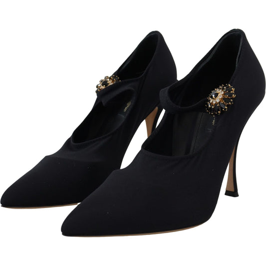 Dolce & Gabbana Chic Black Mary Jane Sock Pumps with Crystals Dolce & Gabbana