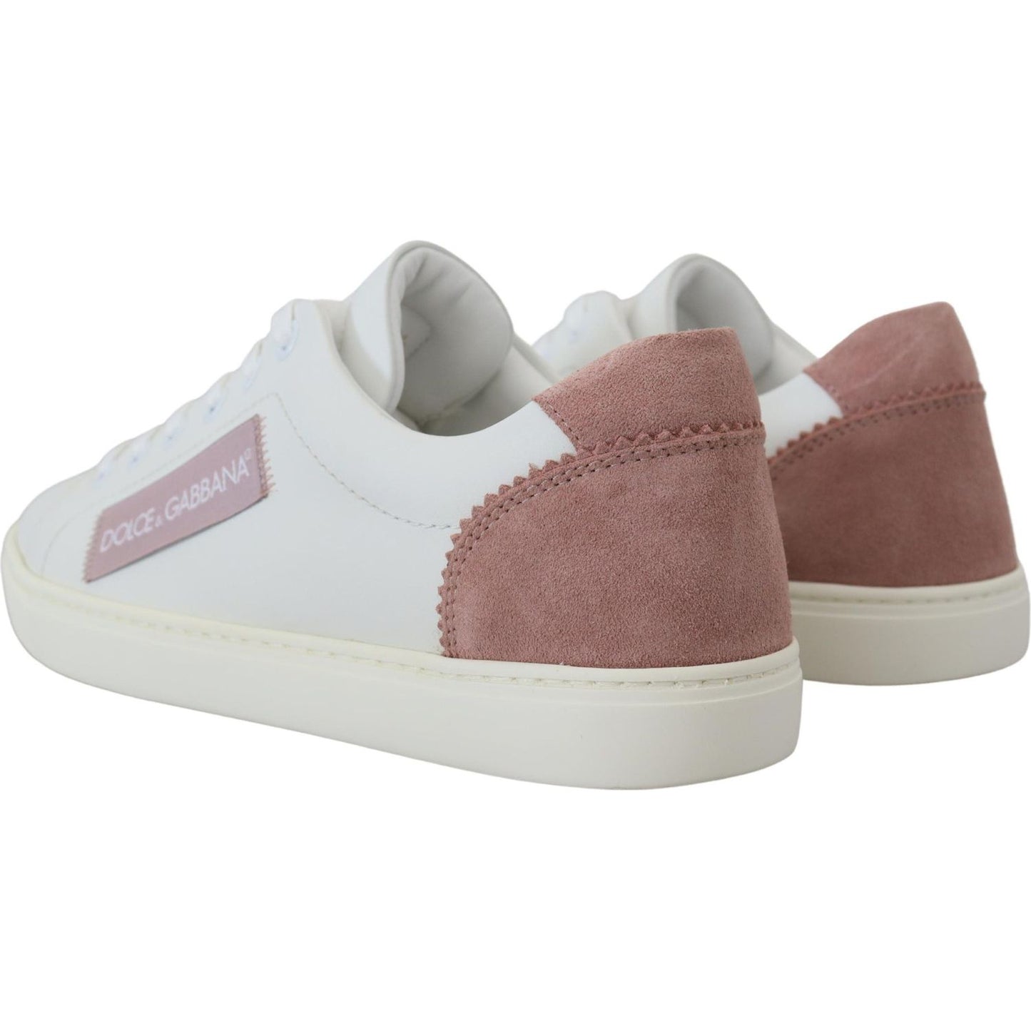 Dolce & Gabbana Chic White Pink Leather Low-Top Sneakers Dolce & Gabbana