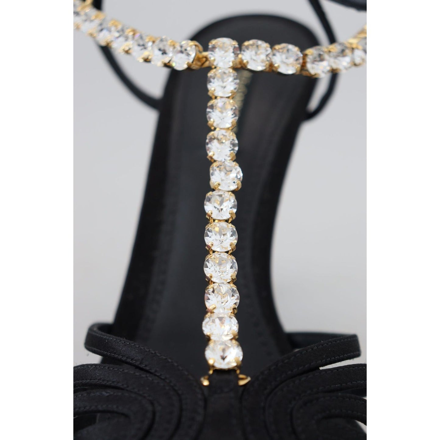 Dolce & Gabbana Elegant Silk Blend Crystal T-Strap Heels Dolce & Gabbana