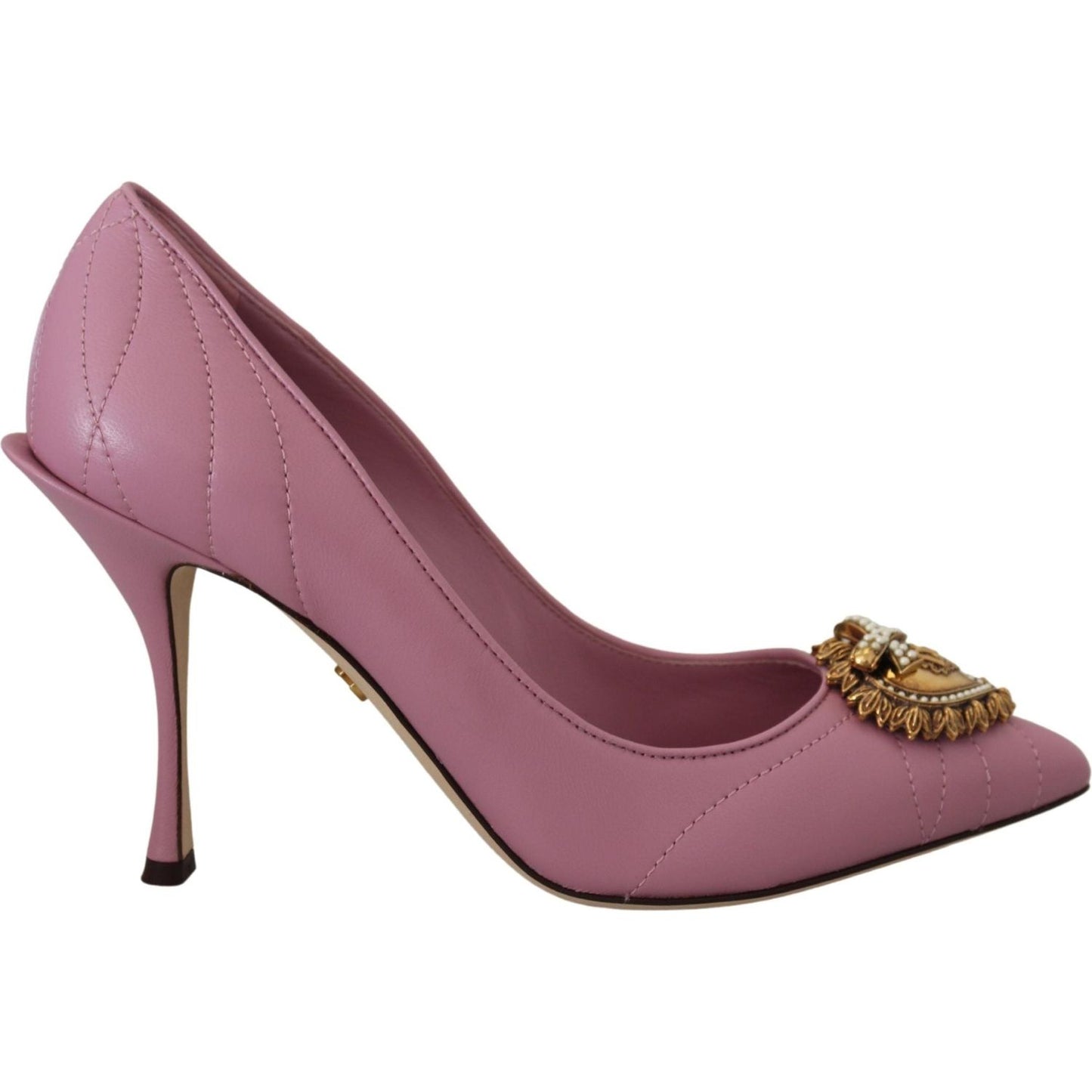 Dolce & Gabbana Devotion Leather Heels in Pink Dolce & Gabbana