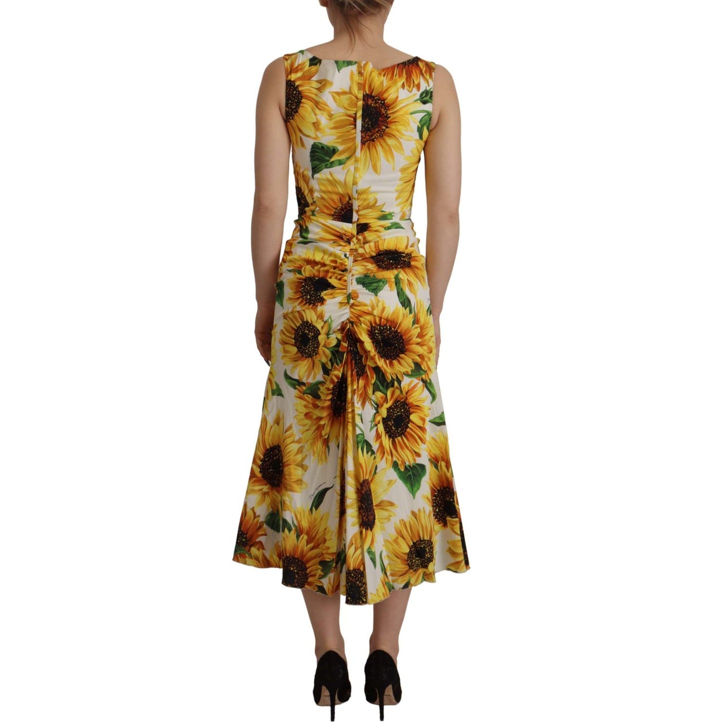 Dolce & Gabbana Elegant White Floral Print Midi Dress Dolce & Gabbana