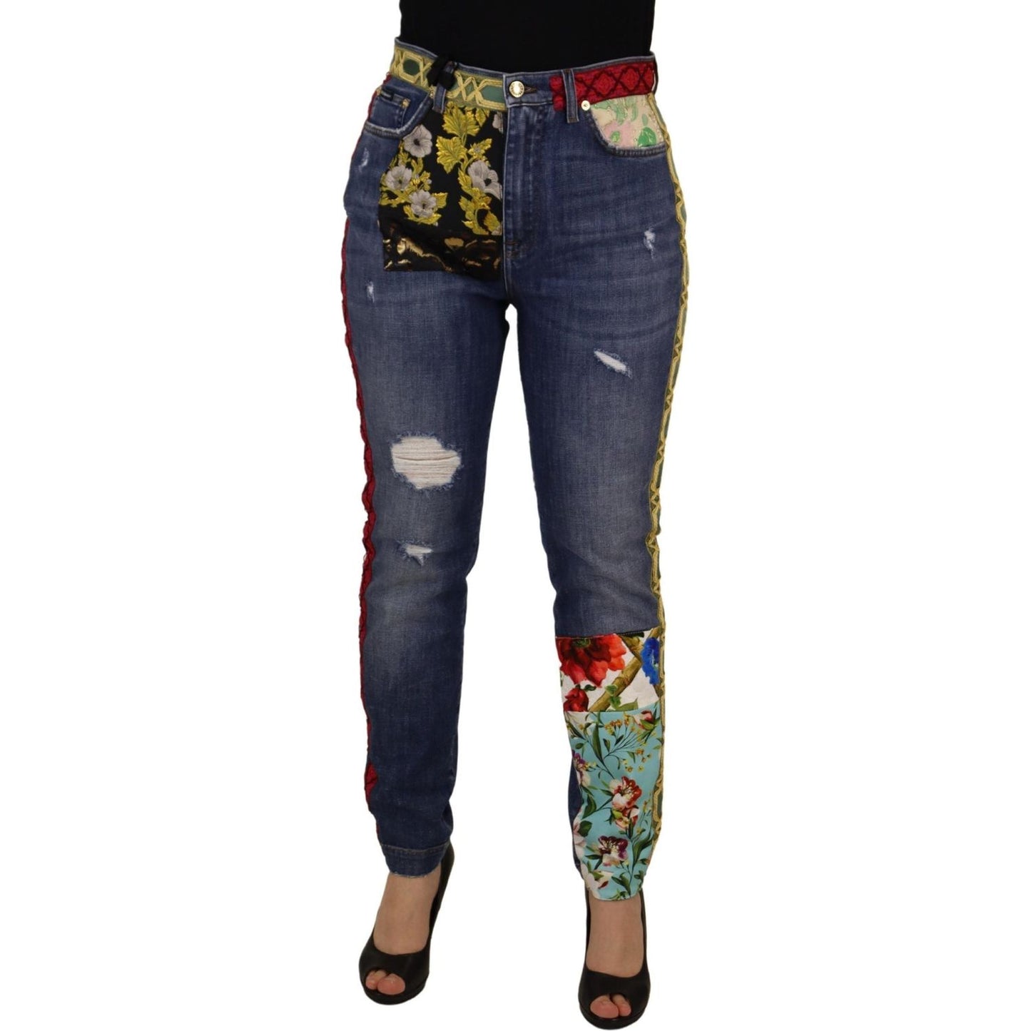 Dolce & Gabbana High Waist Patchwork Skinny Denim Dolce & Gabbana