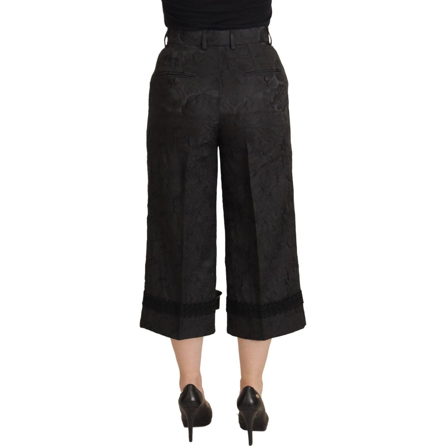 Dolce & Gabbana Elegant Black Brocade Cropped Pants Dolce & Gabbana