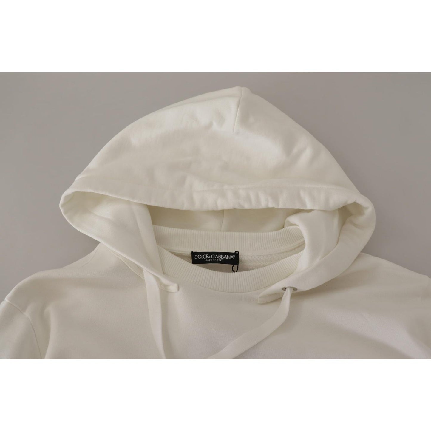 Dolce & Gabbana Chic White Hooded Pullover Sweater Dolce & Gabbana