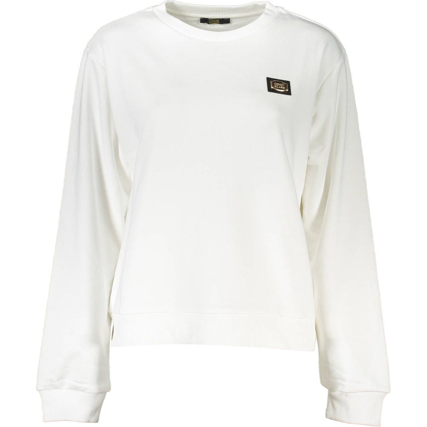 Cavalli Class Chic White Brushed Cozy Sweatshirt Cavalli Class