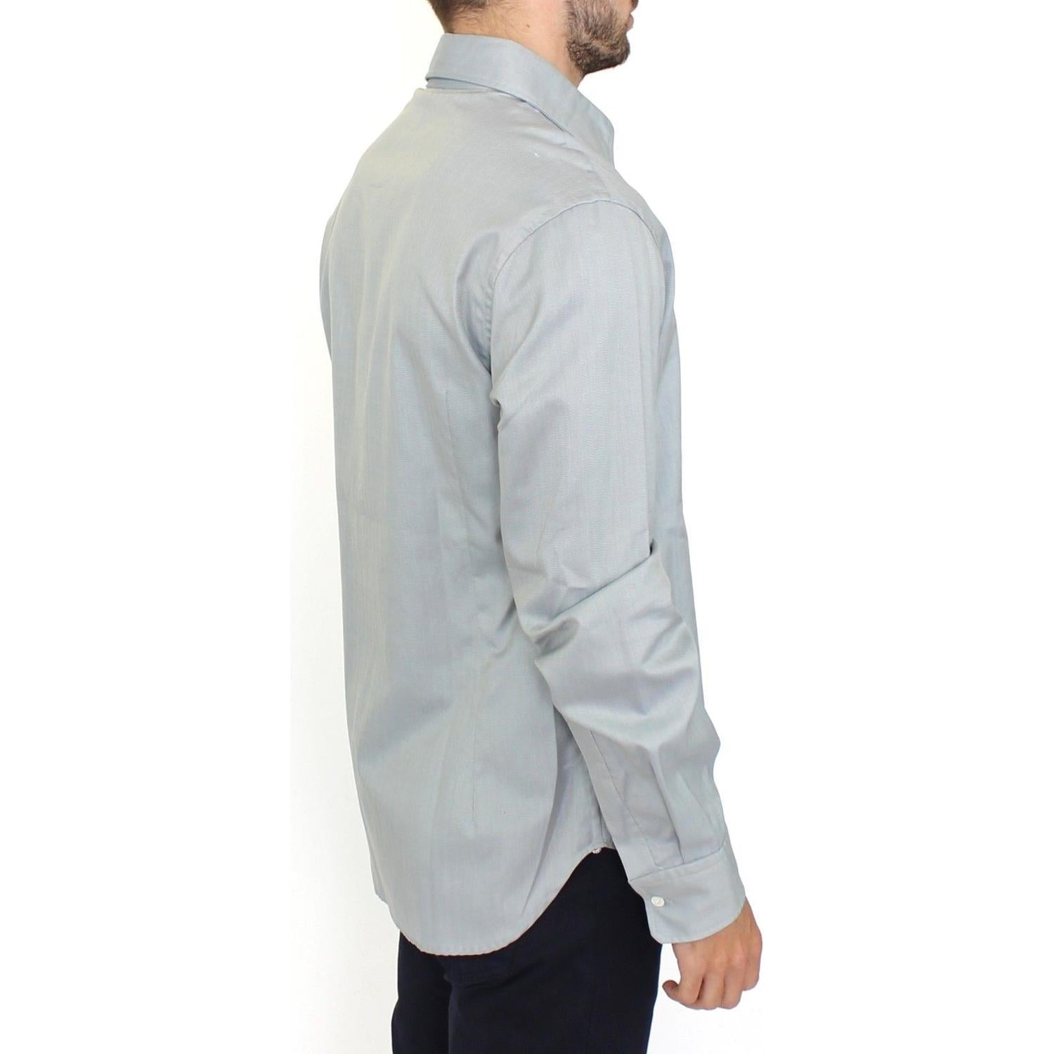 Ermanno Scervino Gray Cotton Long Sleeve Casual Shirt Top