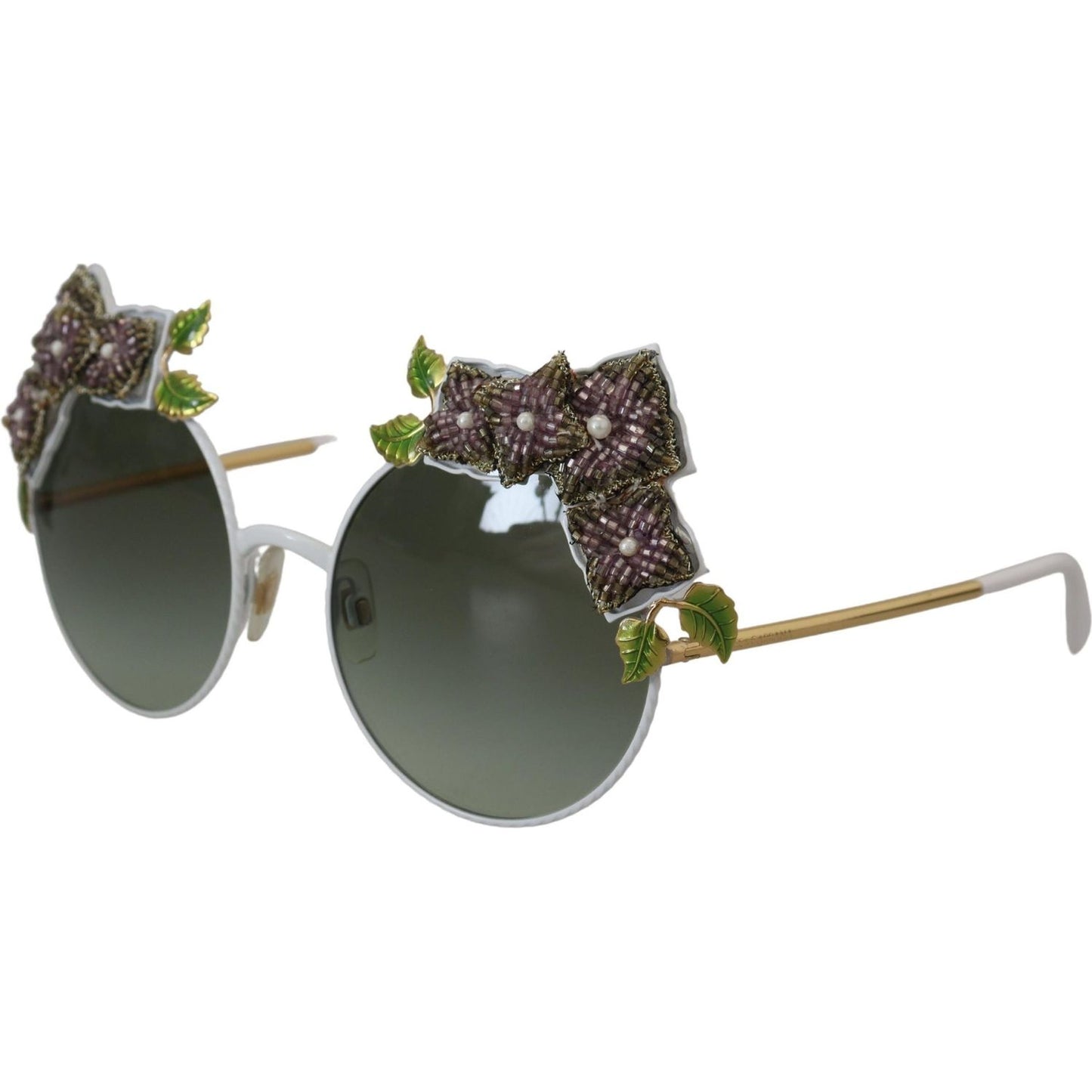 Dolce & Gabbana Elegant Floral Embellished Gold Sunglasses Dolce & Gabbana