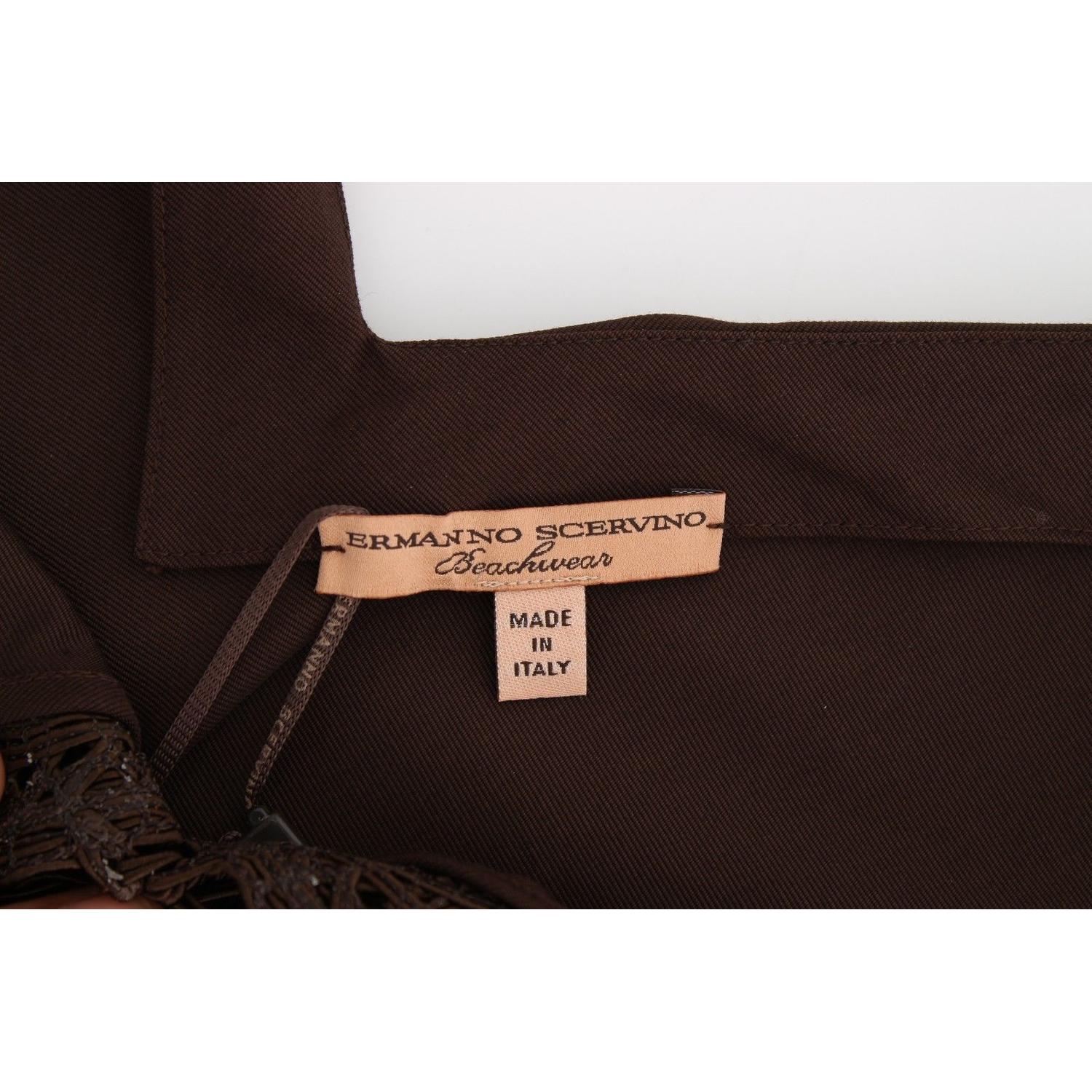 Ermanno Scervino Beachwear Brown Cotton Stretch Tunic Dress