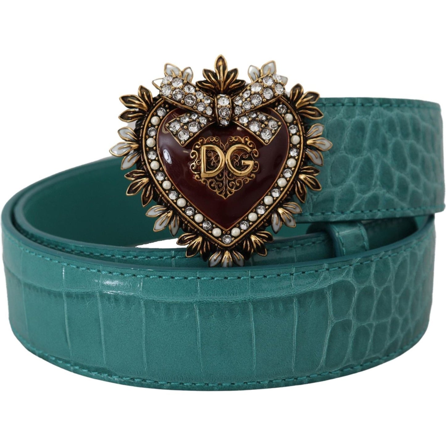 Dolce & Gabbana Elegant Blue Leather Belt with Gold Buckle Dolce & Gabbana