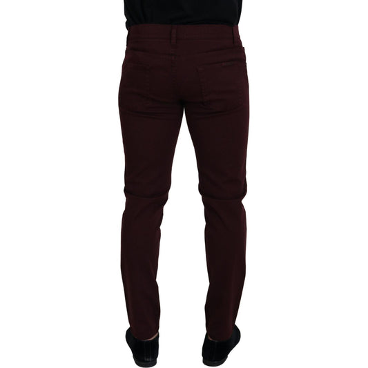 Slim Fit Bordeaux Jeans - Italian Luxury