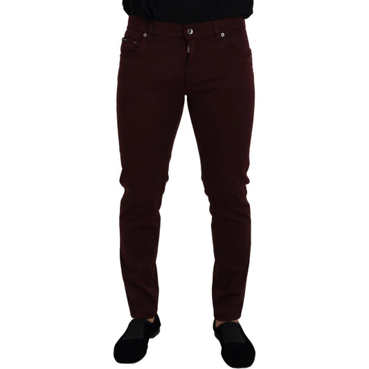 Dolce & Gabbana Slim Fit Bordeaux Jeans - Italian Luxury Dolce & Gabbana