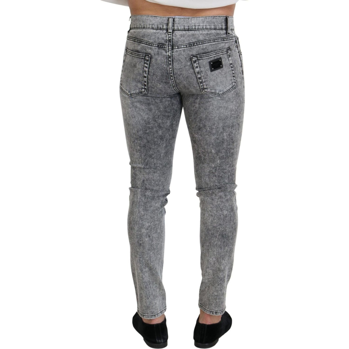 Dolce & Gabbana Gray Slim Fit Wash Stretch Cotton Denim Jeans
